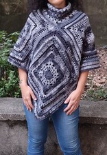 Poncho uncinetto Maglione Granny Inverno Acrilico artigianale donna