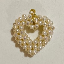 Cuore con Perle Pendaglio Pendente Perlinato Cute Chic Elegante Glam Regency