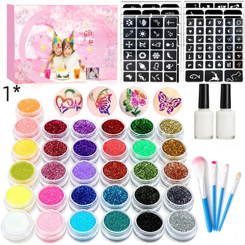 Kit tatuaggi glitter colori - glitter, 31
