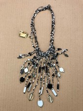 COLLANA GIROCOLLO PERLINE IN VETRO BIANCA E NERA BIGIOTTERIA CM 40