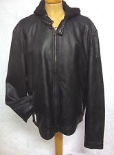 Giubbino in ecopelle nero con cappuccio - tg. XXL