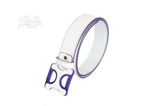 Cintura donna pelle artigianale regolabile bianca e lilla made in italy cm.4