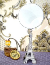 Lente di ingrandimento vintage Torre Eiffel, timer sabbia ottone e bussola in scatola classica