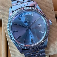 Raro orologio TITUS Matic President quadrante argento data giorno uomo...