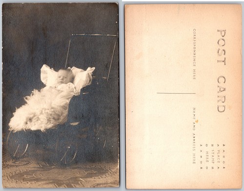 Rppc carrozzina edoardiana - carrozzina,