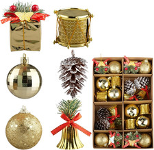 24 Pezza Palline Di Natale Oro, Decorazioni Albero Di Natale, Glitter Palle Nata