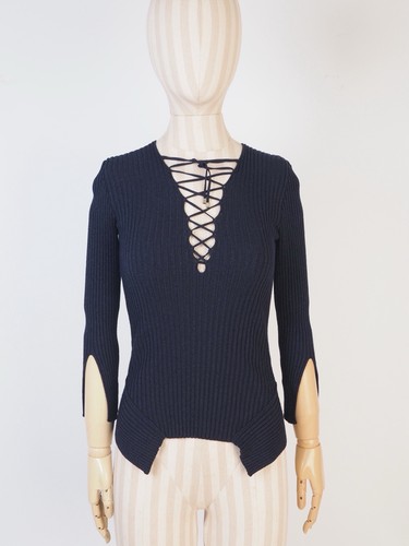 Maglia stringata costine - maglia, a