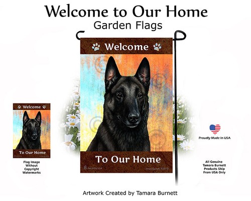 Welcome garden flag black - garden,
