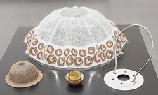 Lampadario Liberty vintage antico da cucina in vetro decorato pendente USATO