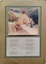 ANTICA STAMPA A COLORI DEL 1913. ANTOINE CALBET - NUDO DI RAGAZZA