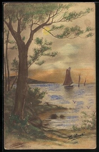Cartolina artista dipinta a - cartolina,