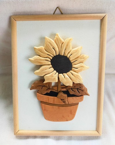 Girasole quadretto legno - in,