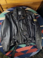 Giacca Moto Pelle Nera Uomo 46