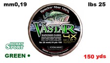 VASTAR FILO TRECCIATO SPECTRA 135 MT DIAM 0.19 MM DARK GREEN TESR 25 LBS COLMIC