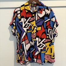 Big Dart Top Donna Taglia US 12 Colorato Astratto Geometrico Retrò Graffiti Pop Art