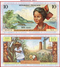 ANTILLE FRANCESI 10 FRANCHI nd 1964 P 8b XF++ spedizione gratuita da 100€