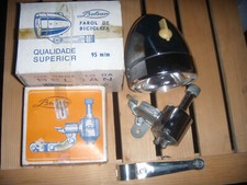 FANALE 95 mm. CON SUPPORTO +DINAMO POTENZIATO 16v 8w BELSAN PORTUGAL BICI EPOCA
