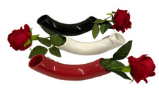 VASO IN CERAMICA SET 3 VASI PER FIORI RECISI NERO BIANCO ROSSO CM 26X5
