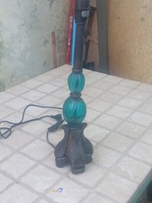 LAMPADA DA TAVOLO BASE IN METALLO E VETRO COLORATO AUTORE NON REPERITO LEGGI