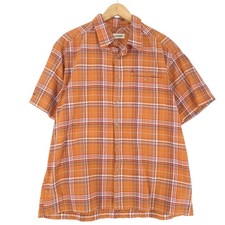 Vintage Schöffel Camicia da Uomo Arancione a Quadri Flanella Cotone Jg4 TG XL