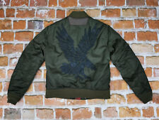 Replay Marca Vintage MA-1 Giacca Bomber Pelle Aquila Oliva Verde Tg. : S Come
