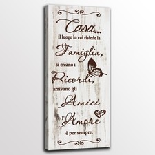 Quadro Shabby Chic con Frase Casa Famiglia |Q752| Stampa su Tela Moderna