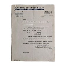 1941 Guglielmo Sollinger & Co Fabbrica Mobili Tappezzati Trieste Lettera C03523
