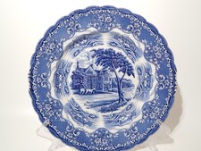 VINTAGE PIATTO PORCELLANA BIANCO BLU STAFFORSHIRE GRINDLEY ENGLISH COUNTRY INNS