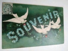 Augurale Colombe Bianche Cartolina In Rilievo Francese