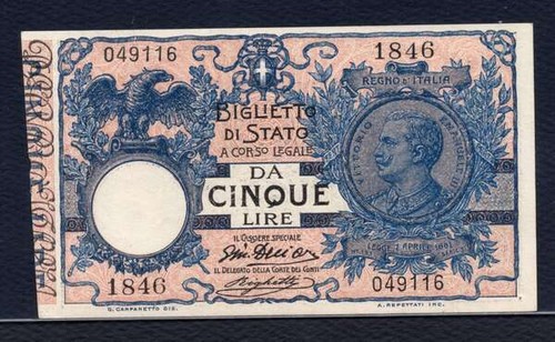 Italia 23d 5 lire - italia,, p-23d,