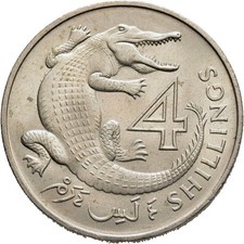 FITZ Gambia Elisabetta II 1952-2022 4 scellini 1966 coccodrillo °TCH243