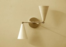 Applique da parete in ottone fatto a mano - luce collo d'oca metà secolo