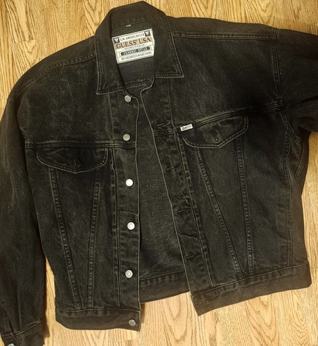 Black guess denim jacket with - denim,