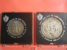 coppia di antiche medaglie ricordo in argento San Marino