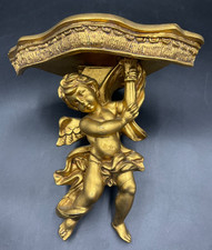 Mensola Consolle Stile Barocco con Angelo Putti d'oro in resina