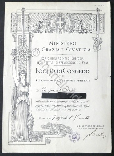 Foglio congedo per - di, guardia