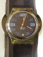 Orologio da polso SWATCH Gent THE SIX MOONS (GN408)-NUOVO/NOS-data-blu-bracciale largo! 