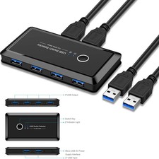 SWITCH BOX USB 2.0 HUB 2 INGRESSI 4 USCITE PER CONDIVIDERE 2 PC COMPUTER Q-U100