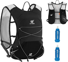 Zaino Idratazione 12L, Gilet Zaino Trail Running Con 2 Borraccie Morbide 500Ml Z