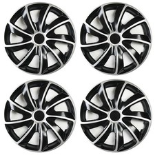 Set 4 Copricerchi 13 Pollici Quad Coppe Ruota Argento Nero Universali per Ford