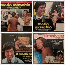 Film poster Il merlo Maschio 4 Fotobuste L.  Antonelli L. Buzzanca Sexy