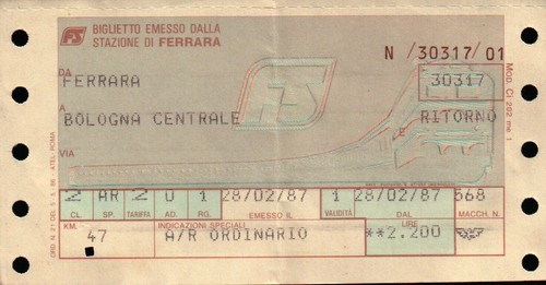 Biglietto treno del 1987 - del,