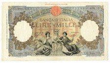 1000 LIRE CAPRANESI REPUBBLICHE MARINARE FASCIO L'AQUILA 17/05/1943 BB/BB+