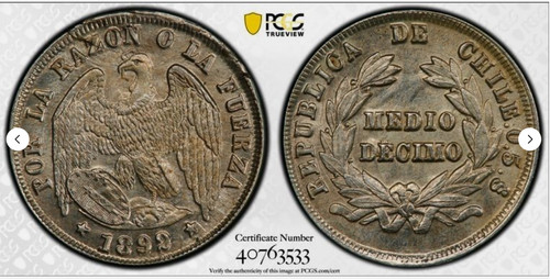 1892 2 decimo chile - :1892,