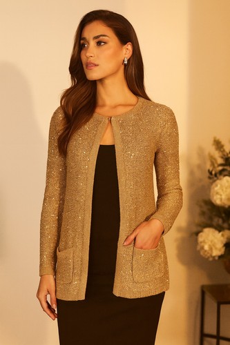 Maglione cardigan paillettes