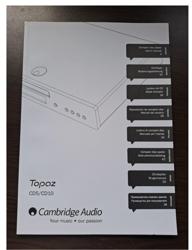 Topaz cambridge audio - cambridge, manuale