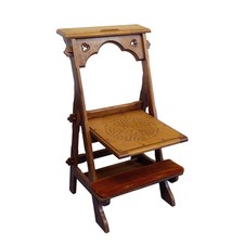 Sedia da letto sedia da preghiera sedia da meditazione antica 1930 rovere L:49 cm -11877-