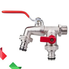 Rubinetto Doppio In Acciaio Ottone Da Giardino Esterno Irrigazione Inossidabile