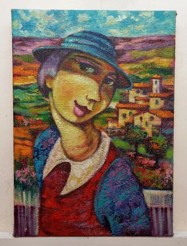 Pittura olio quadro figura - olio,