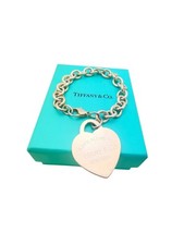 Bracciale Please Return To Tiffany & Co. Argento Sterling XL Cuore Tag 7,5" - Scatola!